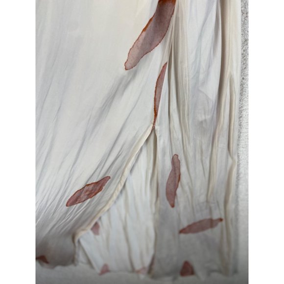 Here Now Sleeveless Spaghetti Strap Maxi Dress Cream Coral Leaf Size Small - Picture 7 of 8